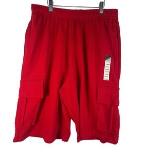 Jake Austin Cargo Sweat Shorts Men XL Red Drawstring Elastic Waist Casual